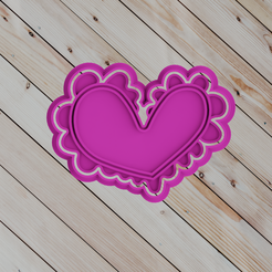 1.png STL file COOKIE CUTTER embroidered heart・Model to download and 3D print