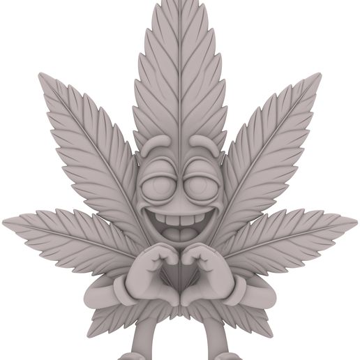 👹 Chibi Cannabis Leaf Chibi Weed Leaf Character・ STL File for 3D ...
