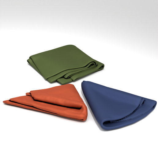 3 Folded Tarps — Weathered Utility Covers Set 3D model