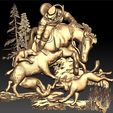 173.jpg Hunting scene hunter on a horse with dogs and animal wild cnc art frame