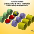 pokeballimg2.jpg POKEBALL MOLDS: BATH BOMB, SOLID SHAMPOO / BOMBA DE BAÑO / BOMBA DE BAÑO, CHAMPÚ SÓLIDO / SHAMPOO SOLID