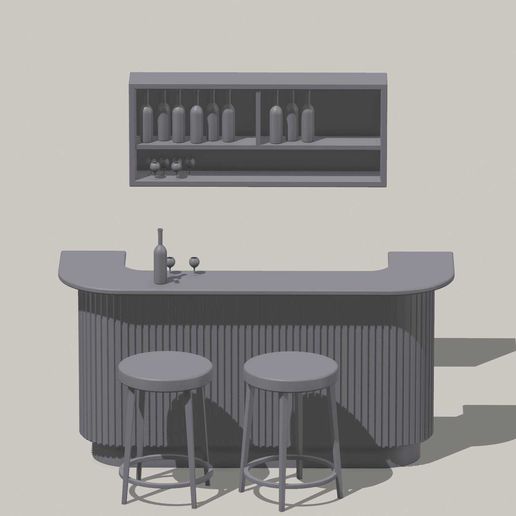 🏠 Miniature Bar Counter 1/12 scale for Doll House, Diorama・ STL File ...