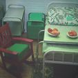 MINIATURE-1940S-HOSPITAL-ROOM-5.jpg MINIATURE HOSPITAL Craftsman Rocker / Rocking Chair  | Early 1900 Hospital Room | Miniature Furniture