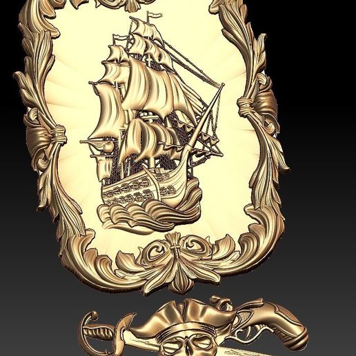 Pirate ship boat cnc art frame router 3D model