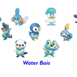 waterStarters.png All Starter Pokémon Lithophane 2D Art Bundle