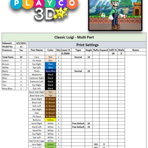 ️ Classic Luigi・ 3D File for 3D printing・Cults