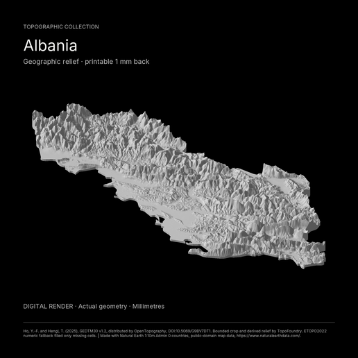 Albania Whole-Area 3D Terrain STL + 3MF | Two Printable Versions - STL and 3MF Bundle