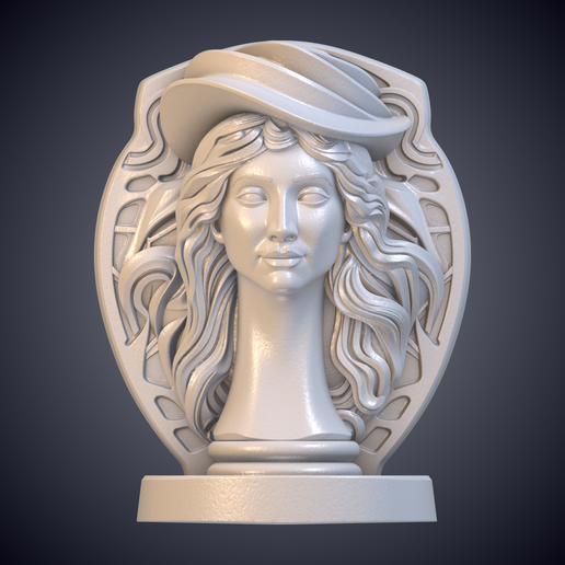 Art Nouveau Woman Hat Portrait Relief Wall Decor GPM-288
