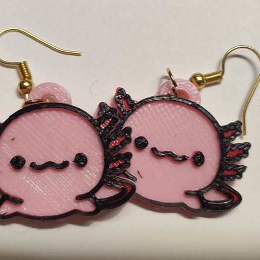 Ajolote Earrings (Axolote) 3D model