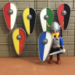 3dprinting-miniature-playmobil-playmobilcollectorclub-playmobilvikings-escudos-playmolove-playmolook.jpg STL file KITE SHIELD 2 COLORS FOR CUSTOM SCALE FIGURES PLAYMOBIL・3D printable model to download