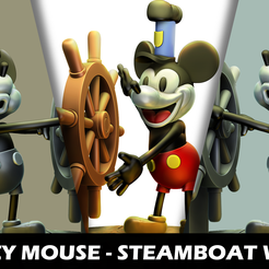 portada.png Archivo 3D Fanart Mickey Mouse figure - Steamboat Willie 3D・Modelo para descargar y imprimir en 3D