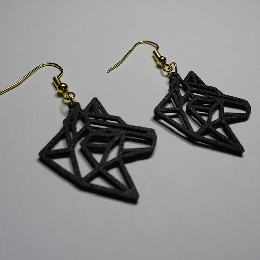 wolf earrings  |  low poly 3D model