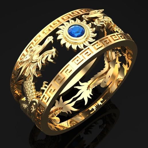 🐉 Double Dragon Ring - Mens Rings - N708B - Size 18.5 mm・ STL File for ...