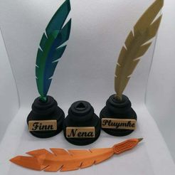270382796_151797357199806_1444162203713127302_n.jpg STL file Feather and inkwell (working pen)・3D printing idea to download