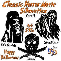 Horror-Silhouettes-Pt3-IMG.jpg Archivo STL Halloween Horror Silueta Rob Zombie Ghostface Scream Jason Viernes 13・Plan de impresora 3D para descargar