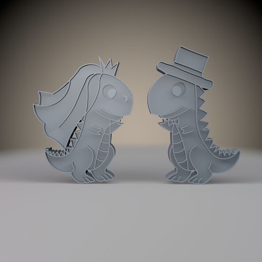 dinosaurios.jpg Fichier STL 2 porte-clés de mariage de dinosaures・Design pour imprimante 3D à télécharger, Phlegyas