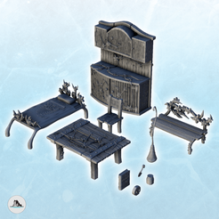 1-1.png Archivo STL Interior de la casa de fantasía medieval (set de 10 piezas) (6) - Alkemy El Señor de los Anillos La Guerra de la Rosa Warcrow Saga・Design para impresora 3D para descargar