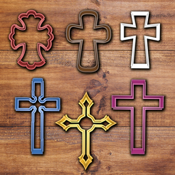 crucestodas.png STL file Catholic crosses cookie cutter set・3D printable model to download