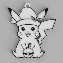 tinker.png Pikachu Con Gorro Navidad Papa Noel , llavero - colgante - pendiente