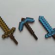 20200308_113333.jpg Minecraft Steve Alex Sword and Axe and WoodAxe