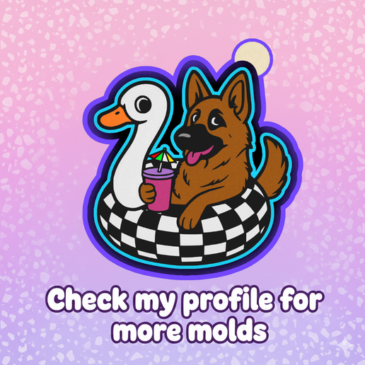 🐕🌊 Poolside German Shepherd checkered Floaty – Freshie, Resin & Candle Mold ✨