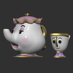 1.jpg Fichier STL MRS. POTTS AND CHIPS DISNEY・Modèle à télécharger et à imprimer en 3D