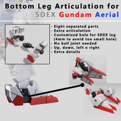 leg.jpg STL-Datei Gundam Aerial Articulated Leg (SD Gundam/Skalierbar)・Design für den 3D-Druck zum Herunterladen