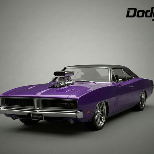Dodge Charger 1969 – Custom Restomod with Blower STL 3D Print Model