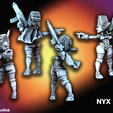 Nyx.png Space Opera - The Crew of the Armag (Monopose Heroic Scale + modular robots)