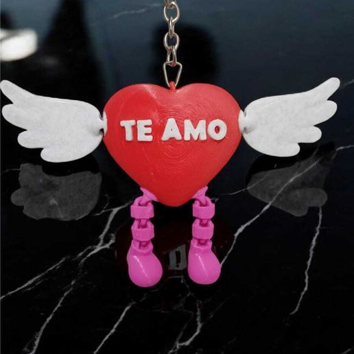 Valentine's Day heart articulated key ring in parts