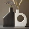 Ribbed-Geometry-Vases.jpg Ribbed Geometry Vases – Modern Decorative Set with Vertical Texture