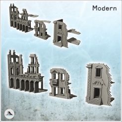 1-PREM.jpg Datei STL Satz von drei europäischen zerstörten mehrstöckigen Gebäuden (17) - Modern WW2 WW1 Weltkrieg Diaroma Wargaming RPG・Modell für 3D-Druck zum herunterladen