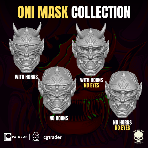 🥷 Oni Collection Head Collection for Action Figures・ STL File for ・Cults