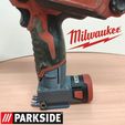 01.jpg STL file PARKSIDE X12 V ON MILWAUKEE M12 Adapter・3D printable model to download