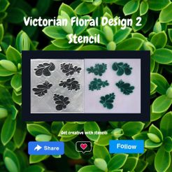 Victorian-Floral-Design-2-Stencil.jpg Archivo STL Plantilla de diseño floral victoriano 2・Objeto imprimible en 3D para descargar, 112bluelake