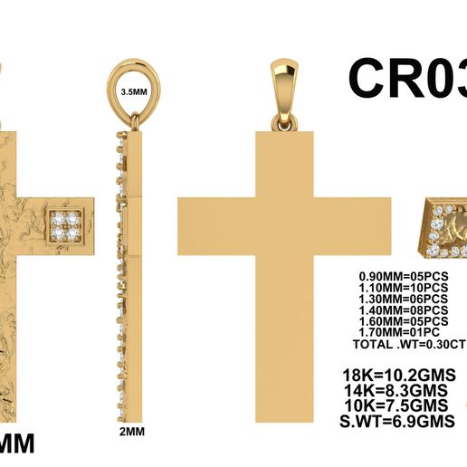Crucifix pendant ready for printing 3D model