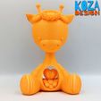 GIRAFFE-01.jpg Файл STL Солнечный милый Жираф с подсолнухами, розами и большим сердцем для печати на месте без опор・Шаблон для 3D-печати для загрузки