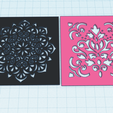 mandala-stencil-set-of-2-1.png STL file Floral mandala stencil, printable mandala decoration, floral wall art decor, Set of 2 pcs・3D printing template to download, Allexxe