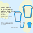 Digital Download Coffee Take Away Cu Clay Cutter S Files 8 Different Sizes: 60mm, 55mm, 50mm, 45mm, 40mm, 35mm, 30mm, 25mm 2 different Cutting Edges: 0.7mm edge and a 0.4mm sharp edge. Created by UtterlyCutterly Take Away Cup Clay Cutter - STL Digital File Download- 8 sizes and 2 Cutter Versions