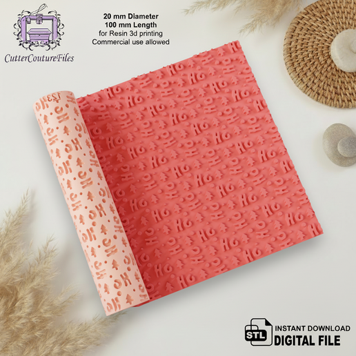 Christmas Texture Roller STL | Cookie, Clay Embossing (Digital Download) #123