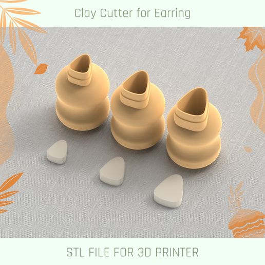 Candy Corn Mini Cutter, Autumn Micro Clay Cutter, 3 Sizes 3D model