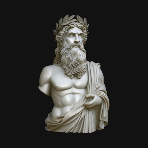 Zeus Laurel Crown Bust Statue Design 1 - 3D Print Model