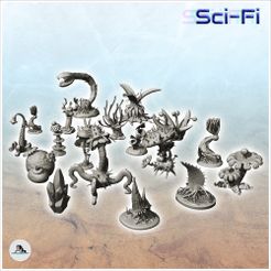1-PREM.jpg STL file Set of nineteen alien plants (2) - Future Sci-Fi SF Post apocalyptic Tabletop Scifi・3D printing model to download