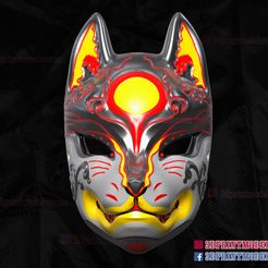 3D model Japanese Kitsune mask VR / AR / low-poly