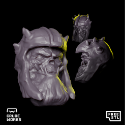 crude-works_product_presentation_Orc-Head_Brut-Ah_freebie-cults3d-ad-01.png Archivo STL gratuito Ork Proxy- Casco de Orco・Objeto para descargar e imprimir en 3D