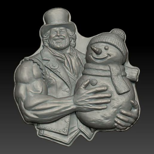Festive Strongman with Snowman Relief STL | Deep & Shallow Set