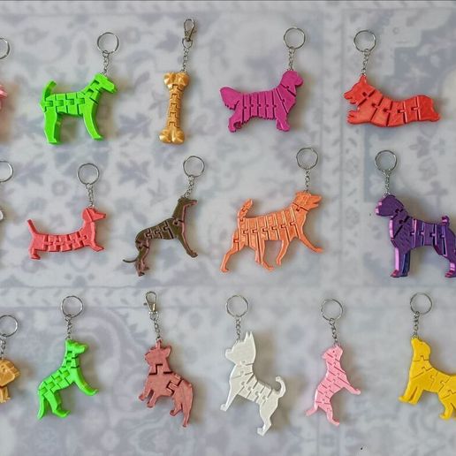 20 FLEXI DOGS ARTICULATED KEYCHAIN for  keys and backpack - 3D model önizlemesi
