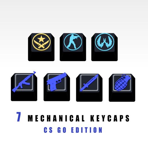 7 Keycaps for mechanical keyboard - CS GO Edition 3D model