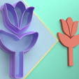 Flores2-Vista-actual.png Цифровой .STL резак для полимерной глины красивый цветок тюльпана *5 Размер 3 Версия Вырезать/Весна Лето/Файл для использования в 3D принтере
