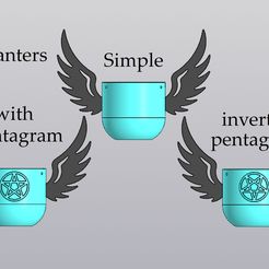 1.jpg 3D-Datei Set 3 hängende Pflanzgefäße Engelsflügel mit oder ohne Pentagramm・3D-Drucker-Vorlage zum herunterladen
